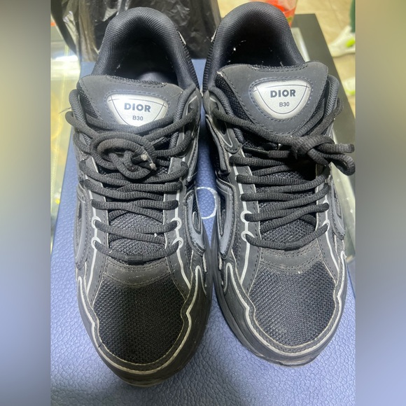 Dior B30 Men’s Black Sneakers with Gray Accents